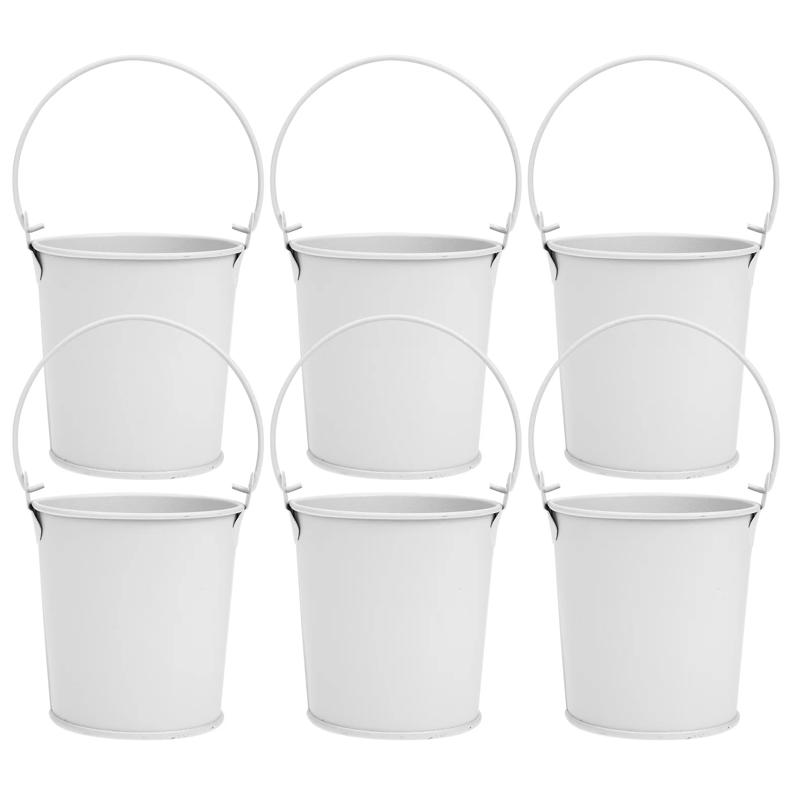 

6 Pcs Mini Bucket Iron Flower Pot Home Metal Vases Flowers Multifunctional Rural Garden Decor