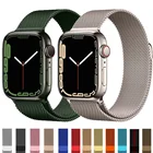 Ремешок для Apple watch band 44 мм 40 мм 45 мм 41 мм, металлический браслет из нержавеющей стали с магнитной петлей для iWatch Apple watch 3 4 5 SE 6 7