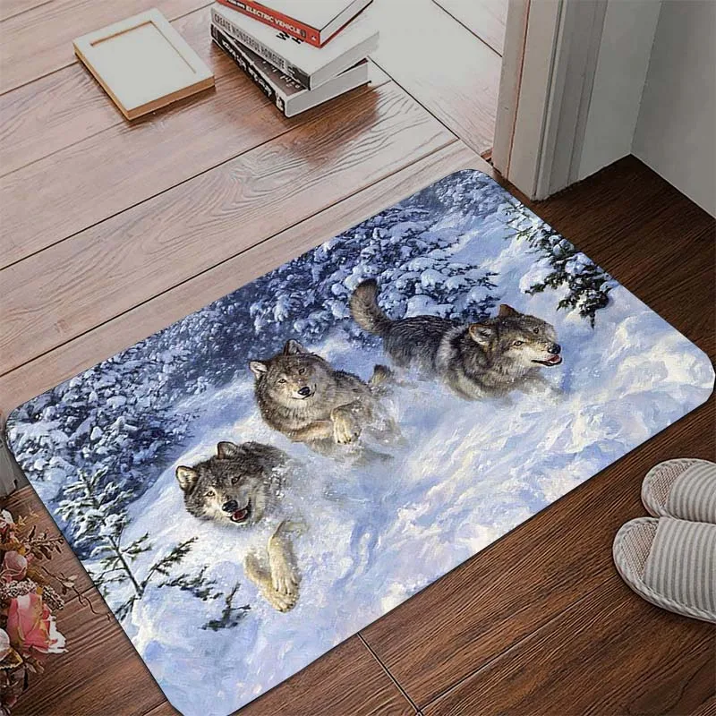 Коврики с изображением волка и Луны мягкие коврики для ванной в гостиную