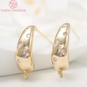 (2021)4 шт 8x20 мм отверстие 2 мм 24K золото латунь с Цирконом Серьги-кольца серьги-Крючки для самостоятельного изготовления строительные аксессуары