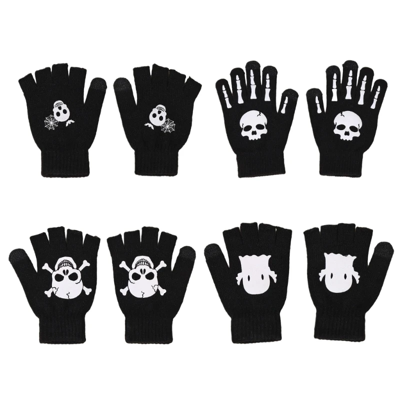 

Half Finger Gloves Full Finger Winter Stretchy Knit Fingerless Typing Gloves