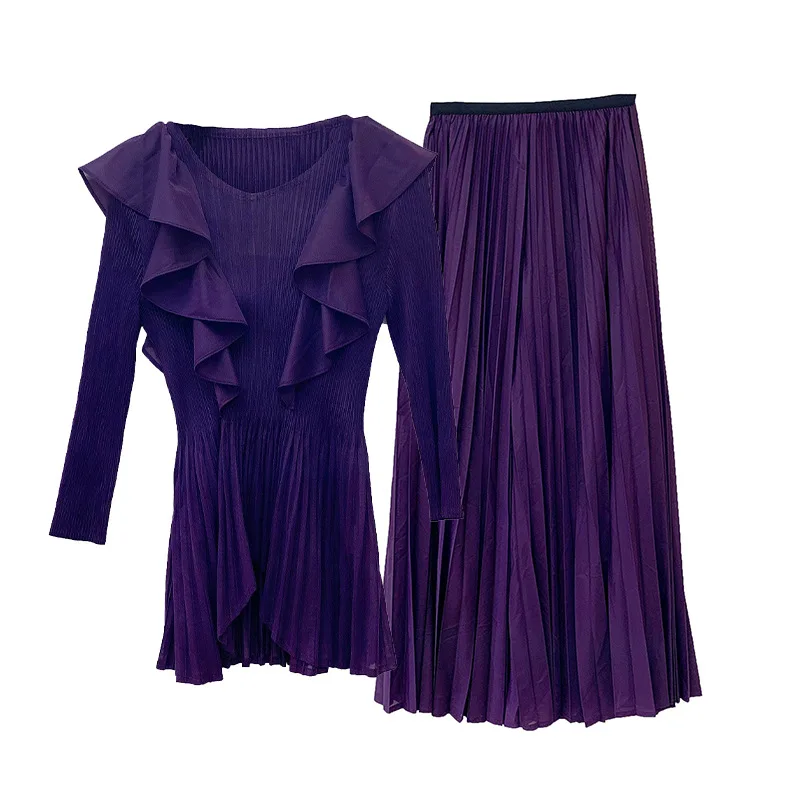 Женский комплект из двух предметов ANLAN элегантный Яркий топ с оборками на поясе и