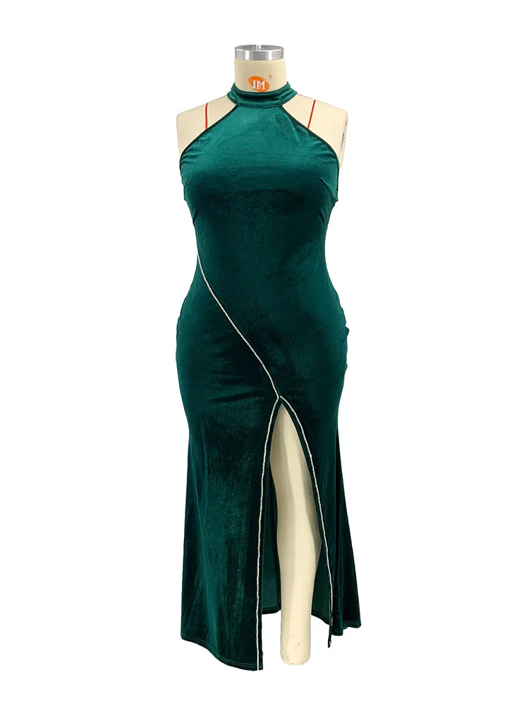 HAOOHU Женская одежда свадебное платье с разрезом лямкой на шее и открытой спиной