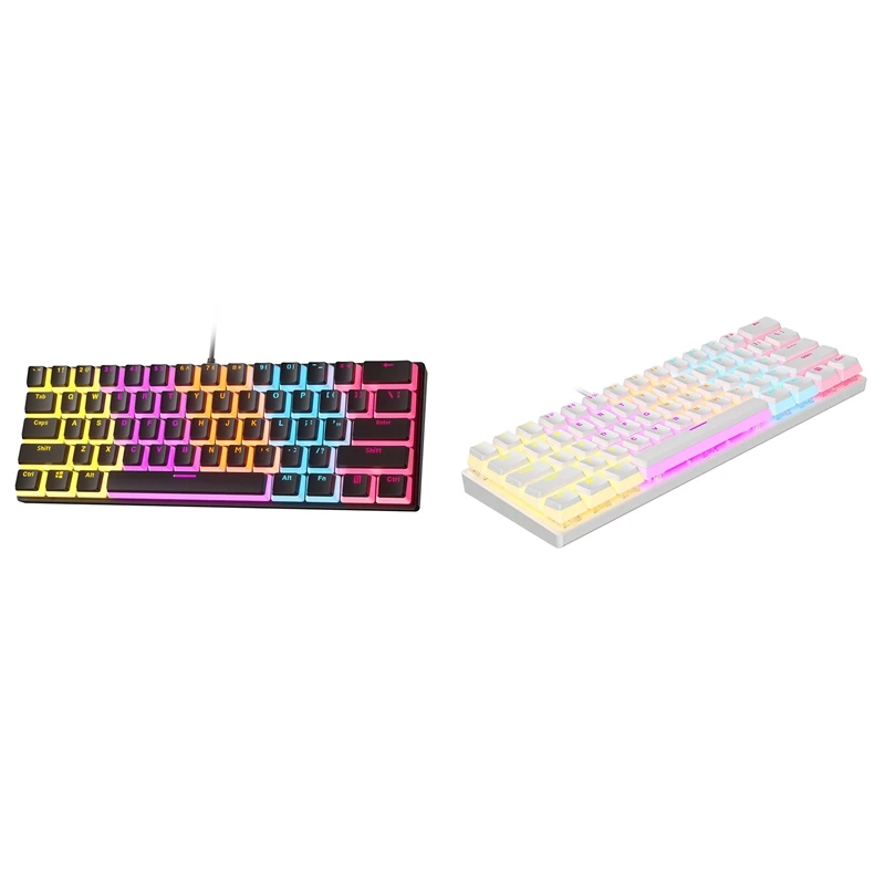 

RGB Luminous Mechanical Keyboard 61 Keys Wired Keyboard Double Leather Milk Pudding Keycaps Mechanical Keyboard
