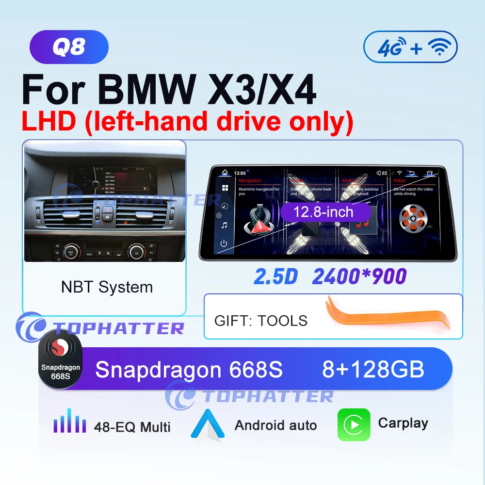 

12,8 2K 2.5D автомобильное радио для BMW X3 F25 X4 F26 экран CarPlay Android Auto мультимедийный проигрыватель Navi дисплей головное устройство 360 3D камера