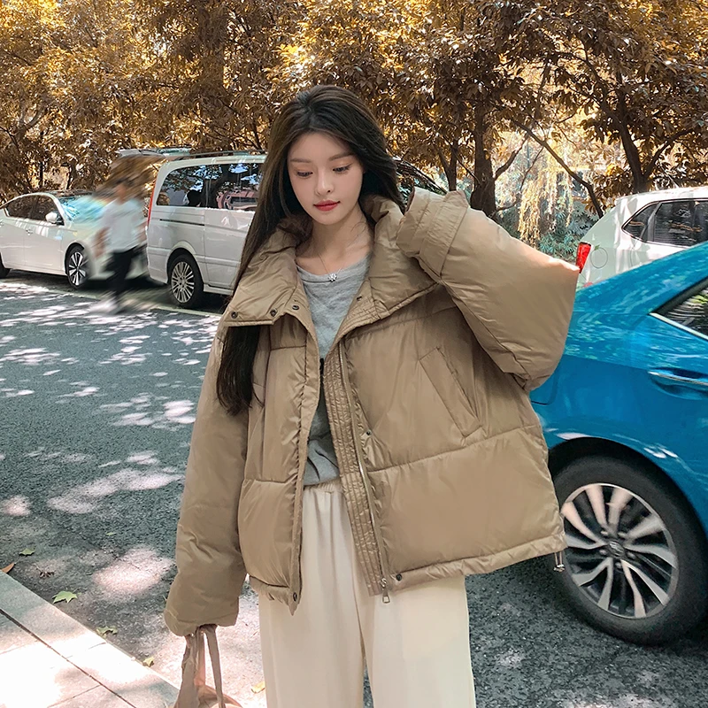 Women's Coat Warm Thick Long-sleeve Puffer Plus Velvet Jackets Overcoat New Winter Down Cotton Loose Parkas Coats Female Outwear