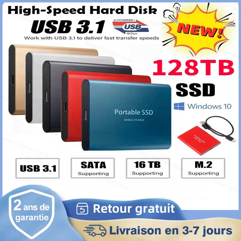 

SSD External Flash Drive Type-C USB3.1 2TB 4TB 8TB SSD Drive Portable 16TB Mini Slim High Speed Transfer External Flash Device