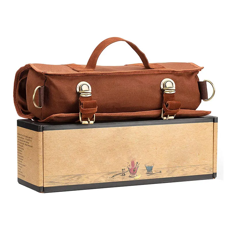 Bartender Bag Travel Bartender Kit Bag Bar Tools Bag Portable Canvas Bag Shoulder Strap for Easy Carry Bar Tender Shoulder Bag