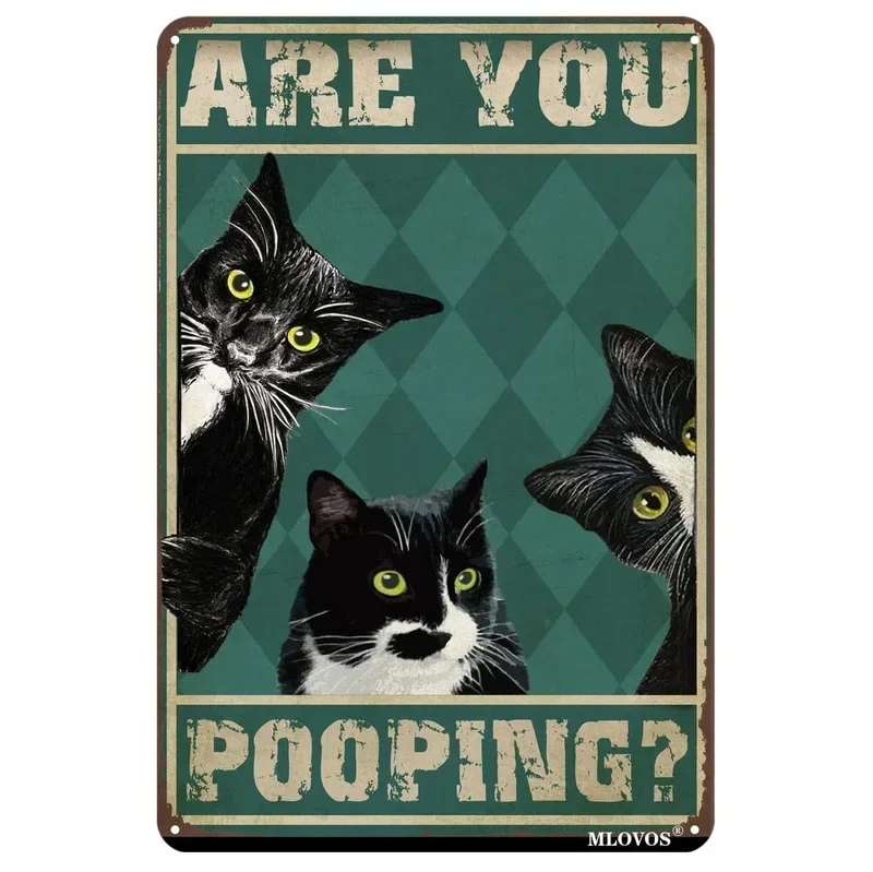 

Металлическая вывеска CIFBUY "More Espresso Less Depresso", черный кот