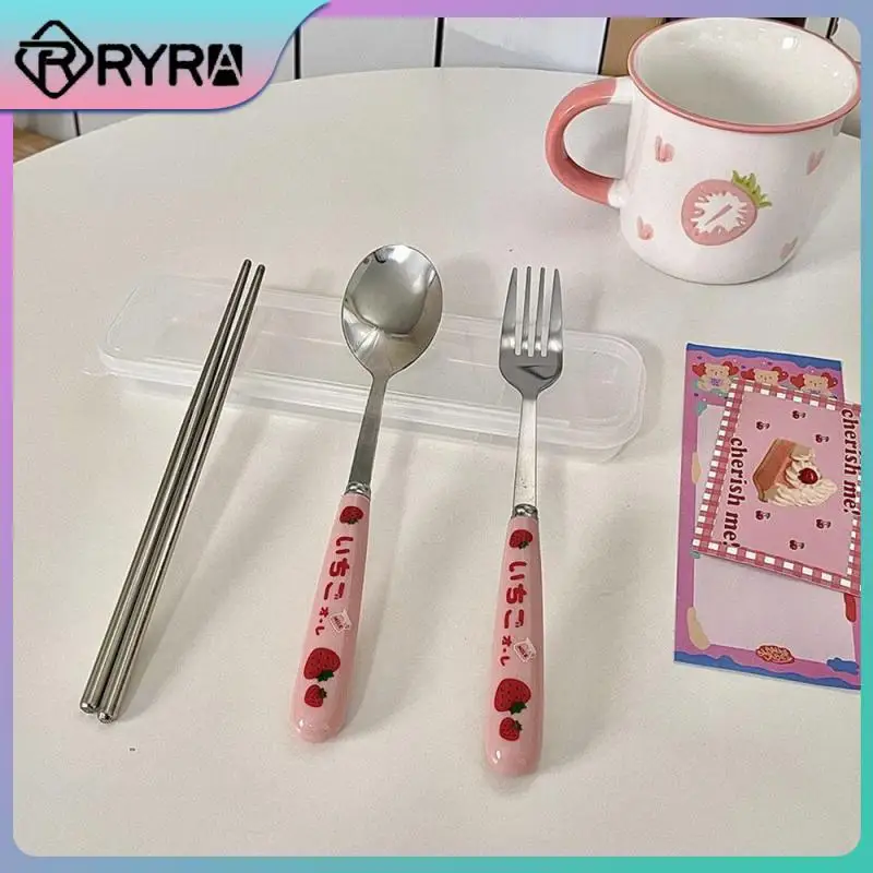 

New Odorless Knife Fork Spoon Non-toxic Dinnerware Set Durable Travel Flatware Kitchen Accessories Stainless Steel Portable Safe