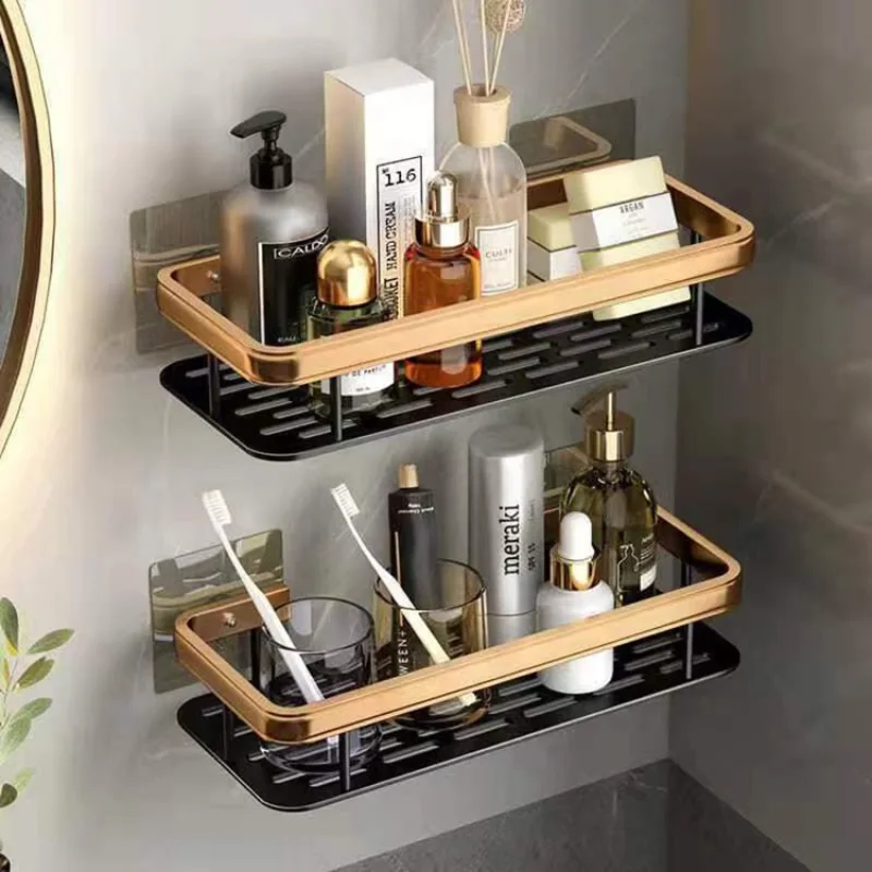 

Bathroom Storage Rack Bathroom Shelves Space Aluminum No-drill Wall Mount Corner Shelf Toilet Makeup Organizer for Shampoo