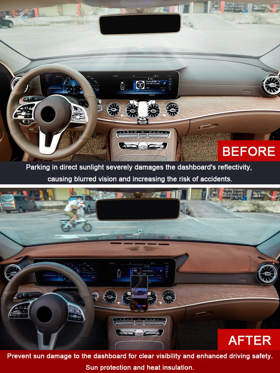 Фото Для Mercedes-Benz E-класса W212 W213, C-класса W205 W206, GLC X254 X253, A W177, GLB: Накладка на приборную панель, противоскользящий коврик, солнцезащитный козырек №4