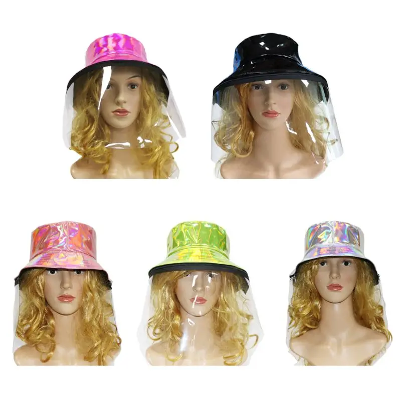 

Унисекс голографическая панама из искусственной кожи Двусторонняя кепка с защитой от слюны и защитой от слюны