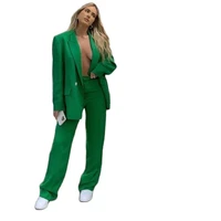 green notched lapel lady pant suits for weddings one button womens business blazer female jacket trouser tuxedo