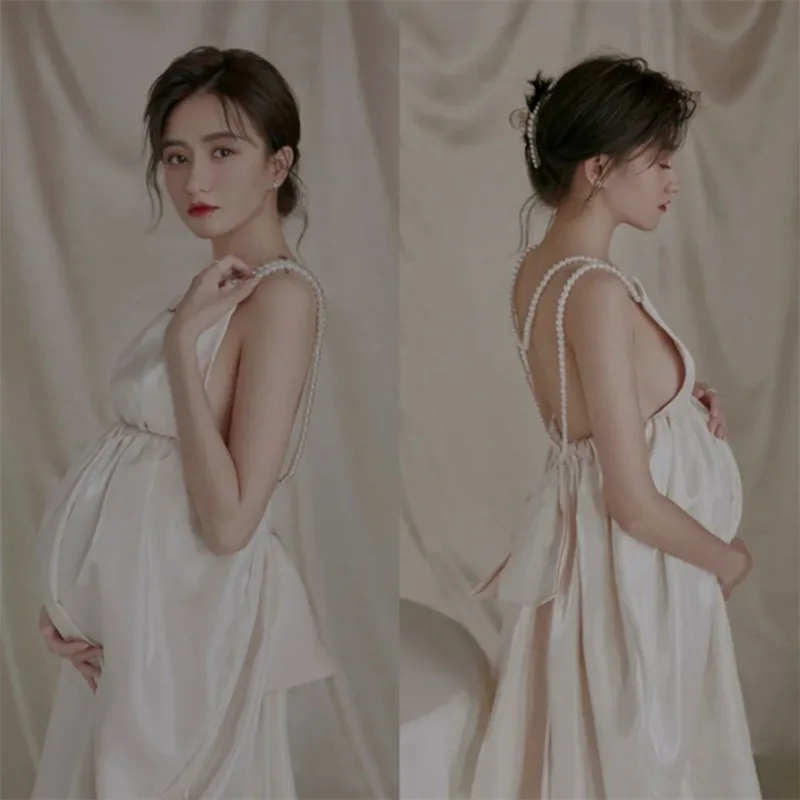 

Жемчужное платье для беременных для фотографии одежда для беременных из тюля с жемчугом длинное кимоно платье для фотосессии