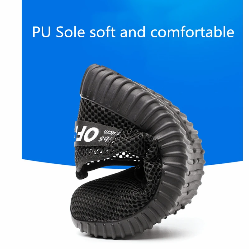 Lightweight Safety Working Shoes Man Construction Site Anti Puncture Anti Smash Work Boots Breathable Steel Toe Sneakers for Men