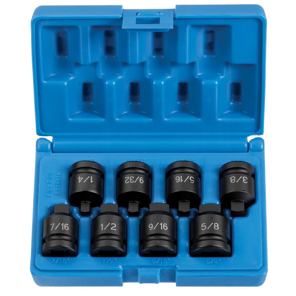 

1308P 1/2 in. Drive 8-Piece Pipe Plug Socket Set