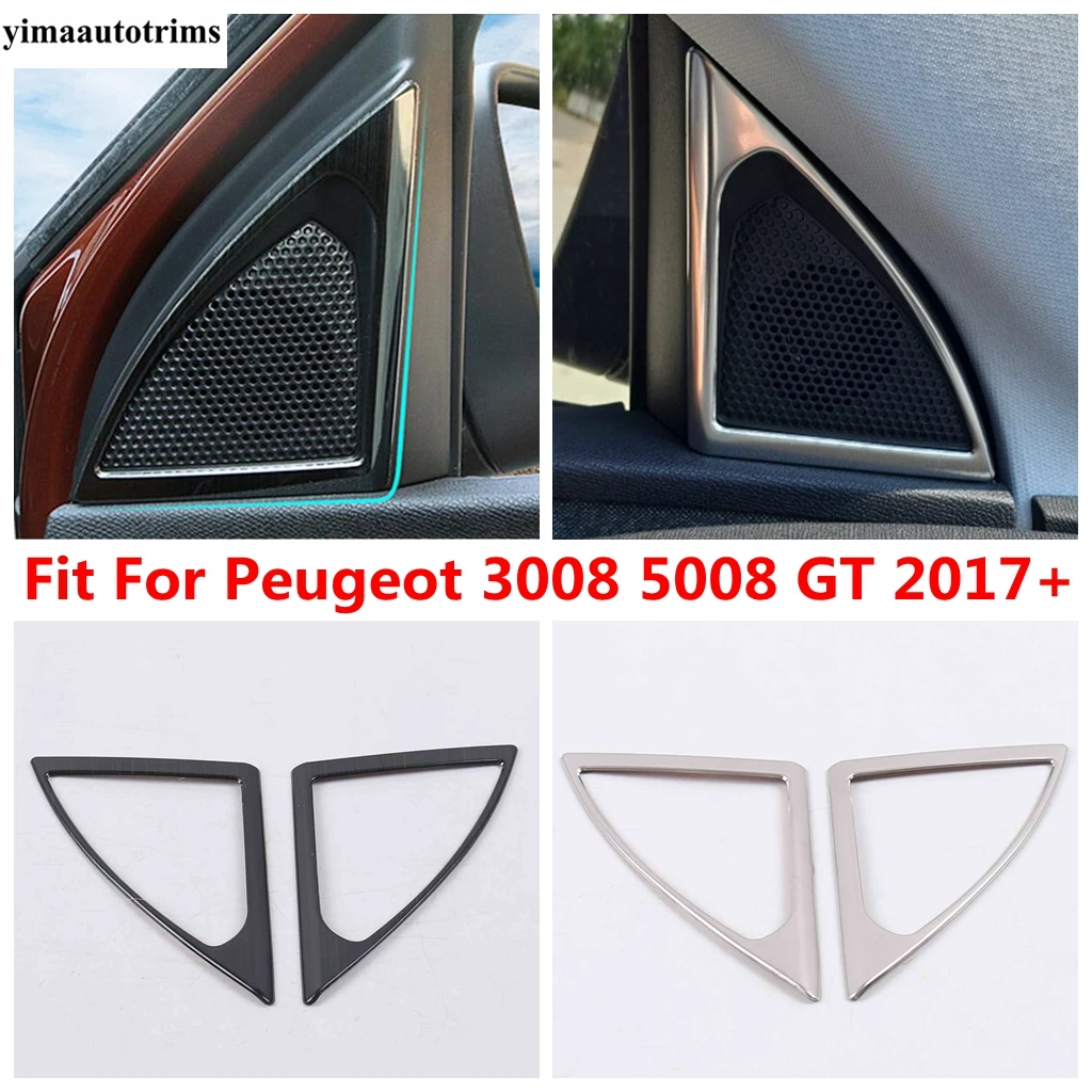 

Car Pillar A Audio Speaker Tweeter Frame Cover Trim For Peugeot 3008 5008 GT 2017 - 2022 Stainless Steel Accessories Interior