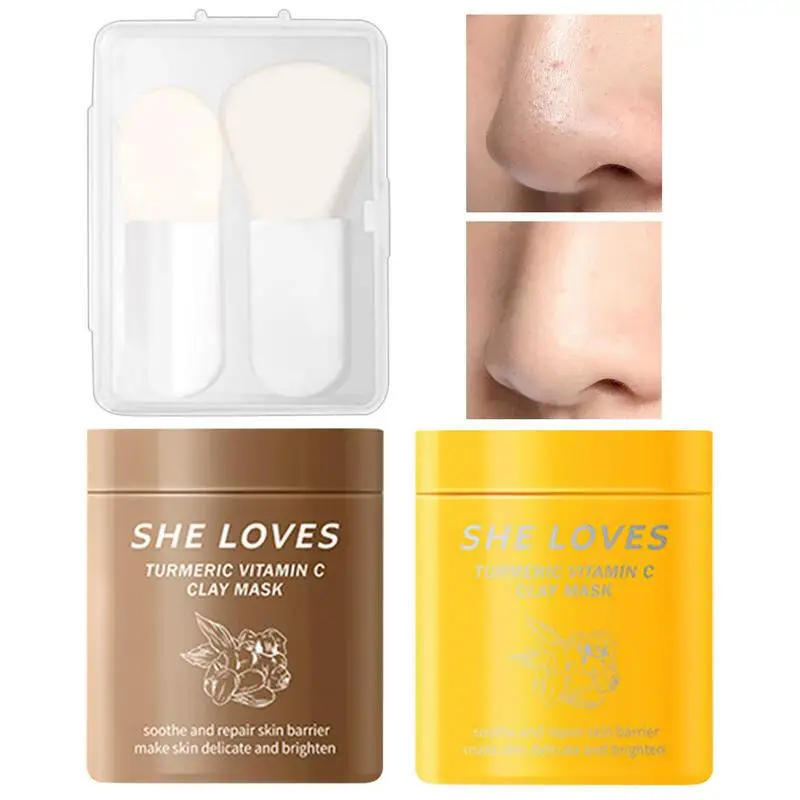 

Увлажняющая глина для лица 50 г/2 шт., покрытие для очищающего средства из куркумы с витамином C, глубокое очищение и контроль жирности улучшаю...