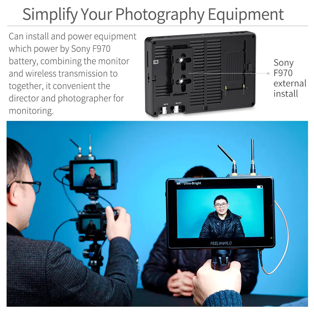 Фото FEELWORLD Новый LUT7S PRO 7-дюймовый 2200nits DSLR-камеры полевой монитор ультра яркий 3D LUT сенсорный экран 4K HDMI 3G-SDI входной выход №4