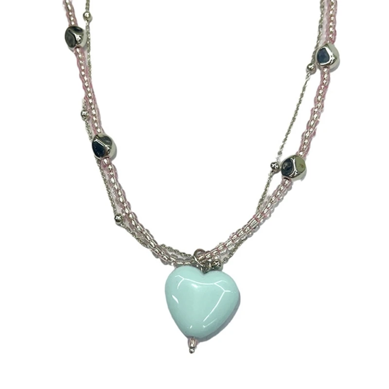 Нежное ожерелье с подвеской в ​​форме сердца повседневная одежда многослойная