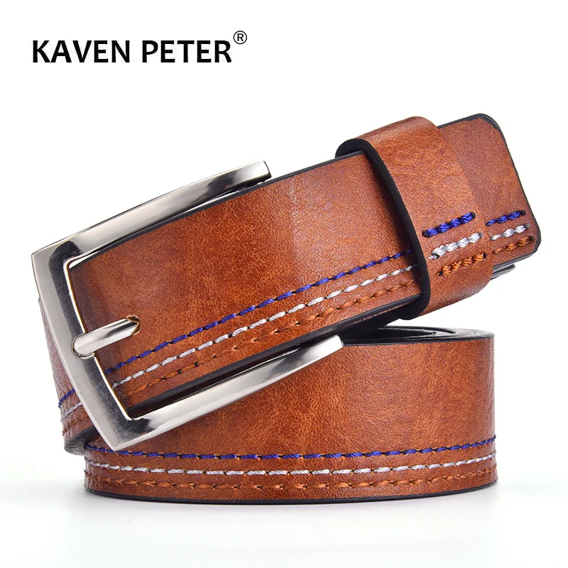 New Fashion Men's Genuine Leather Belts Designer Leisure Belt for Man Pin Buckle Business Dress Male Dropshipping