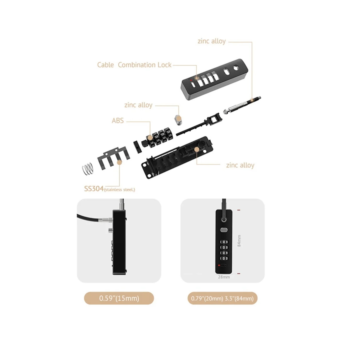 Замок с кодовым замком для велосипедного шлема белый стальной замок