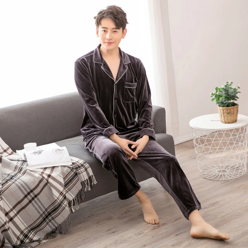 Velvet Lounge Pajamas for Men Pyjama Homme Pijama Hombre Pajama Set Sleepwear Men Winter/Spring/Autumn