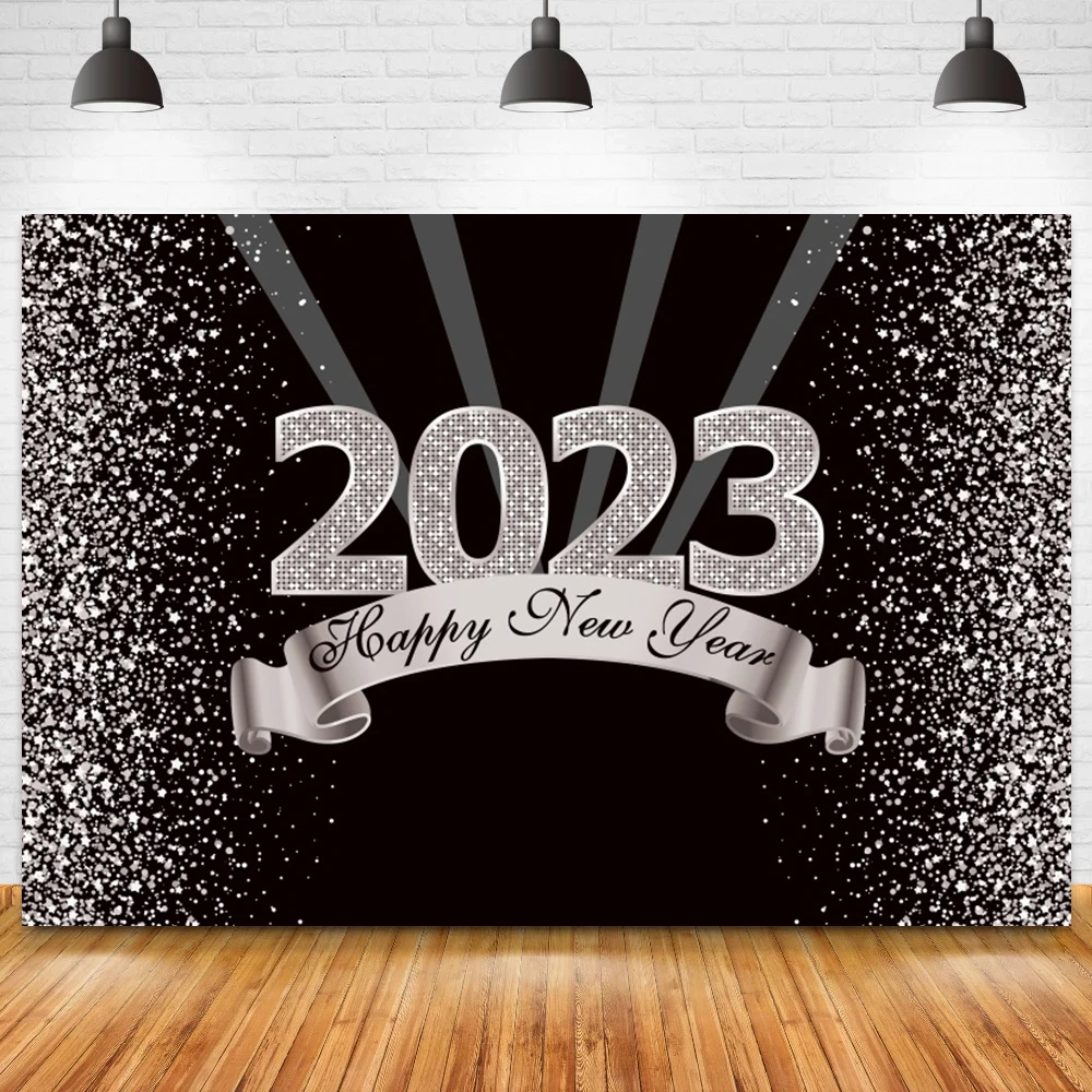 

3023 Diamond Shiny Backdrop Photo Silver Glitter Dots Decorative Black Background New Year Party Custom Portrait Photography