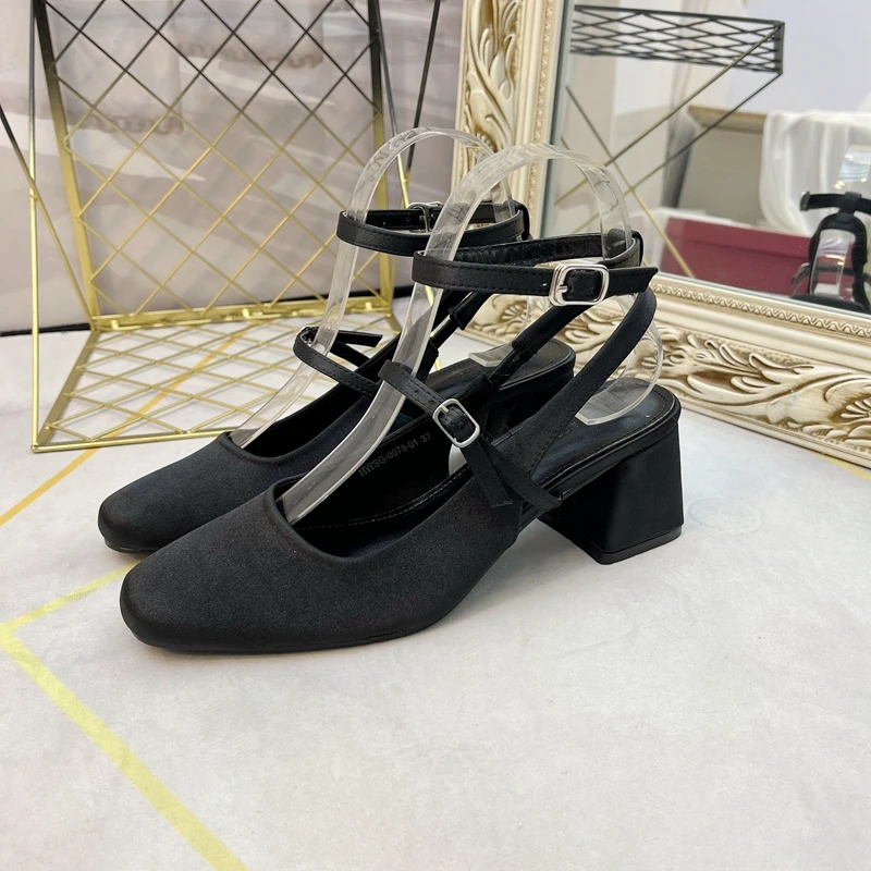 Женские босоножки в французском стиле с квадратным носком туфли-лодочки Мэри