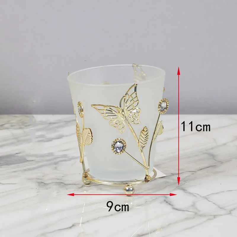 Изысканные стеклянные подсвечники металлические рамки праздничные украшения