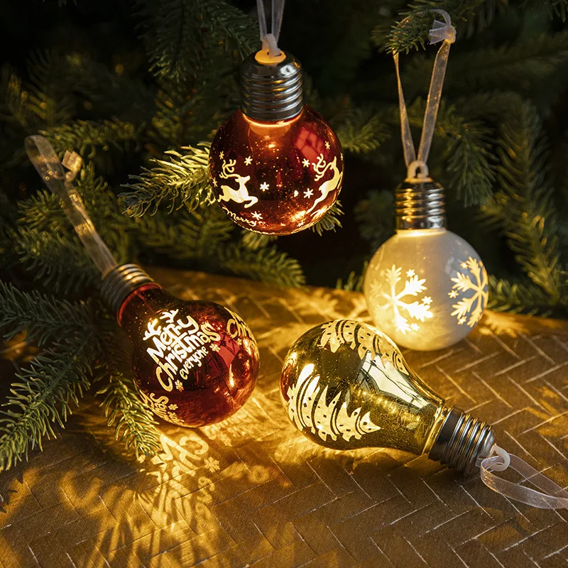 

Шары с рождественским орнаментом пластиковые светодиодные лампы Pandent, украшения для рождественской елки для дома 2022, новогодние подарки, Декор
