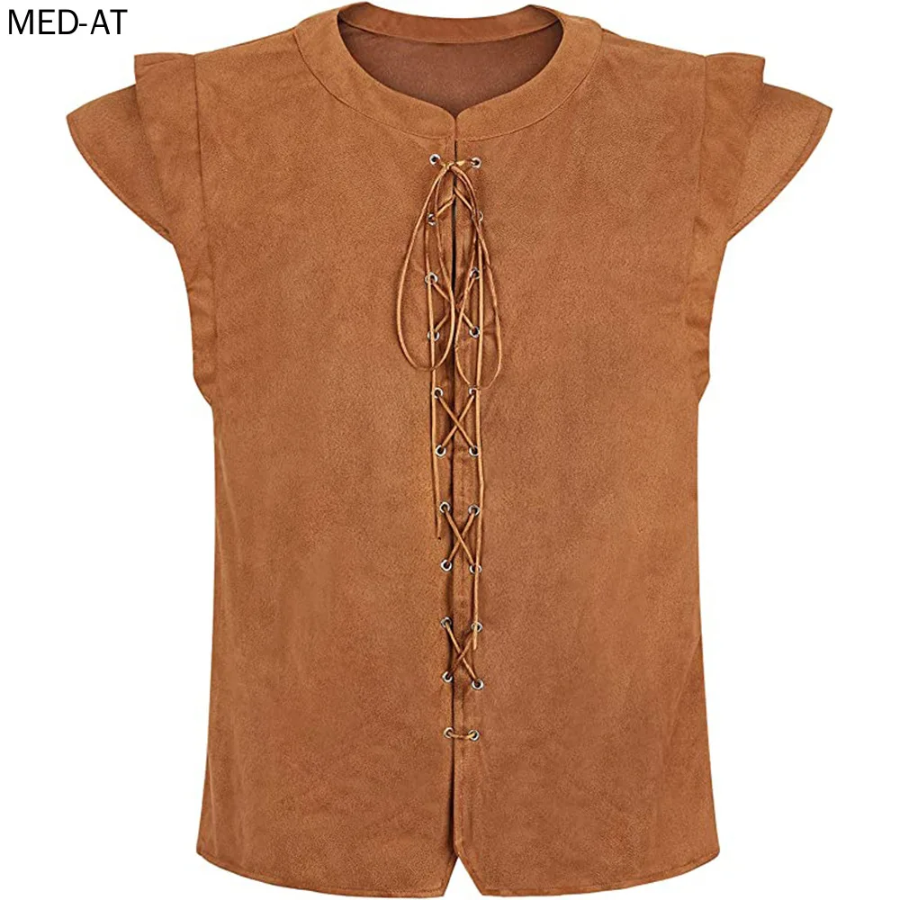 Жилет мужской из искусственной замши пиратский Готический жилет стимпанк в