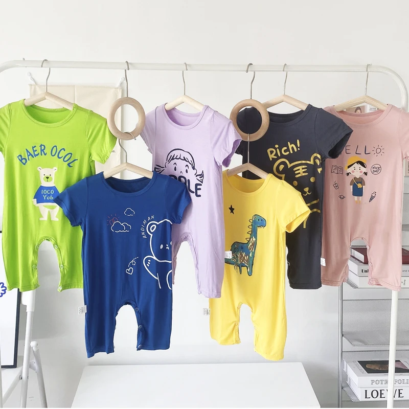 

Summer Kids Blanket Sleepers Model Material Baby Sleep Clothes 2-9T Cartoon Print Children Thin Short Sleeve Pyjamas