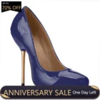 Лакированные пикантные вечерние круглый носок туфли на шпильке Утюг на высоком каблуке; Женские туфли-лодочки; Модные туфли-лодочки, обувь под платье, Рабочая обувь; Женская офисная обувь; Обувь для женщин YJ3845-b