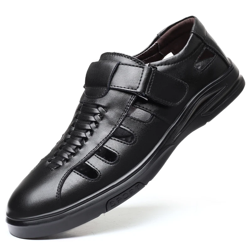 Сандалии мужские из натуральной кожи Классические дышащие Мягкие Шлепанцы для