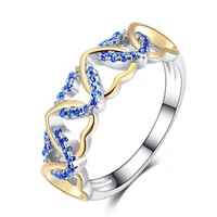 new trendy tow tone winding heart rings for women shine multicolor cz stone micro paved fashion jewelry wedding party gift ring