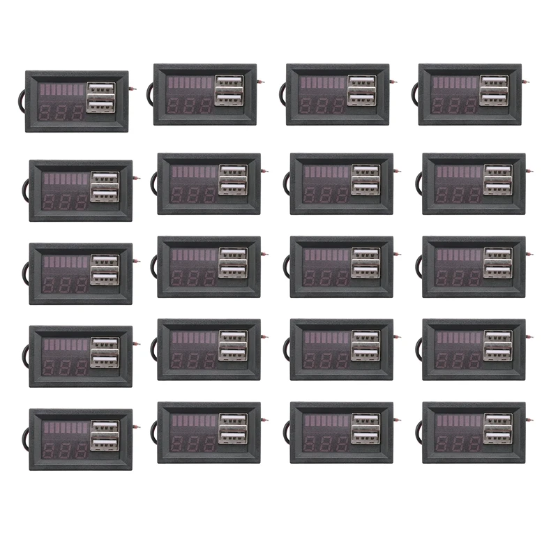 

Красный светодиодный цифровой дисплей 20X, вольтметр, мини-измеритель напряжения для 12 В постоянного тока, автомобилей, мотоциклов, USB, выход 5...