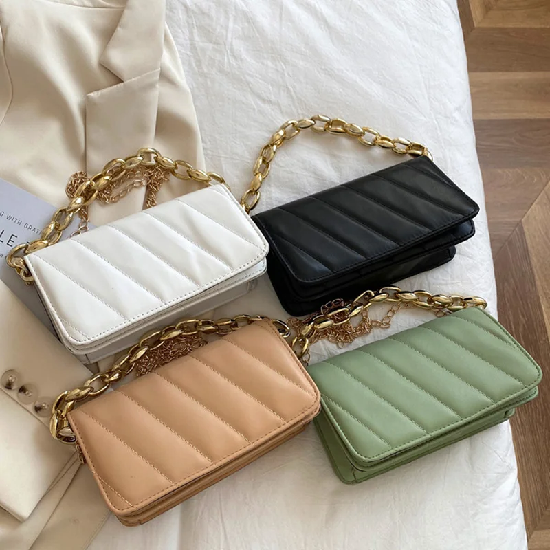

2022 Fashion Solid Shoulder Bag Lady Handbags Designer Chain Crossbody Bags For Women Pu Leather Travel Small Cross Body Bags