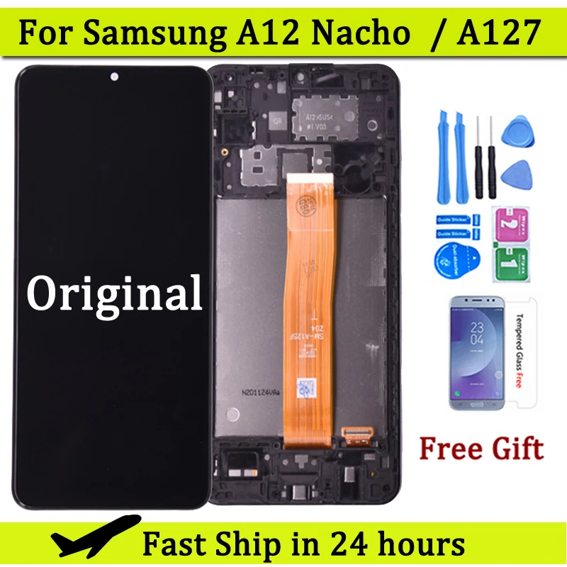 

ЖК-дисплей 6,5 "для Samsung Galaxy A12 Nacho LCD A127F A127M A127U, ЖК-дисплей с сенсорным экраном и дигитайзером для Samsung A127