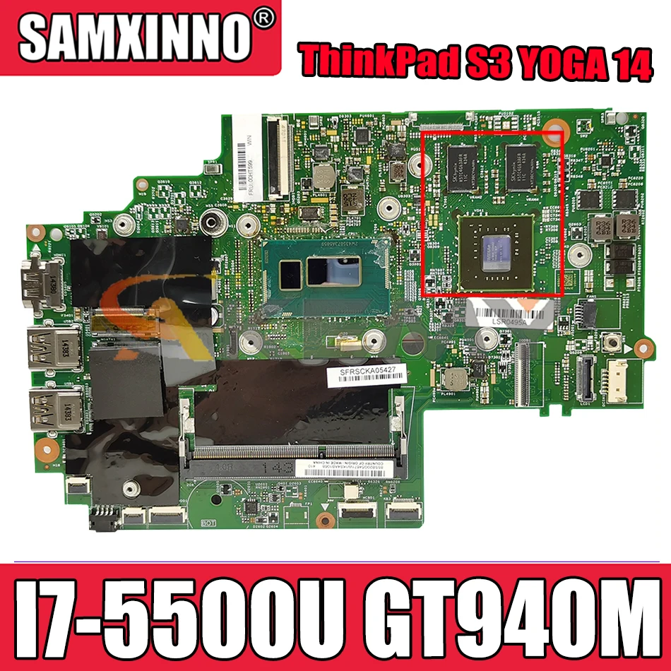 

Материнская плата Akemy для ноутбука Lenovo ThinkPad S3 YOGA 14 13323-2 448.01127.002 00UP326 00UP327 I7 5500U GPU GT940M 100% тест