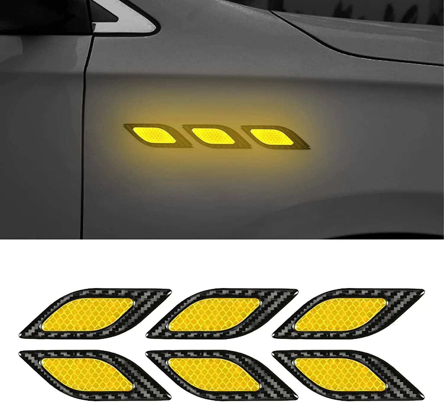 

6 шт., светоотражающие наклейки на автомобильные крылья