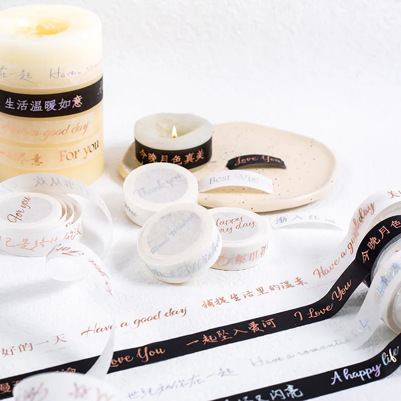 

MOHAMM 1 Roll Laser Foil Blessing Washi Masking Tape for Beautify Journals Gift Wrapping DIY Crafts Scrapbook Supply