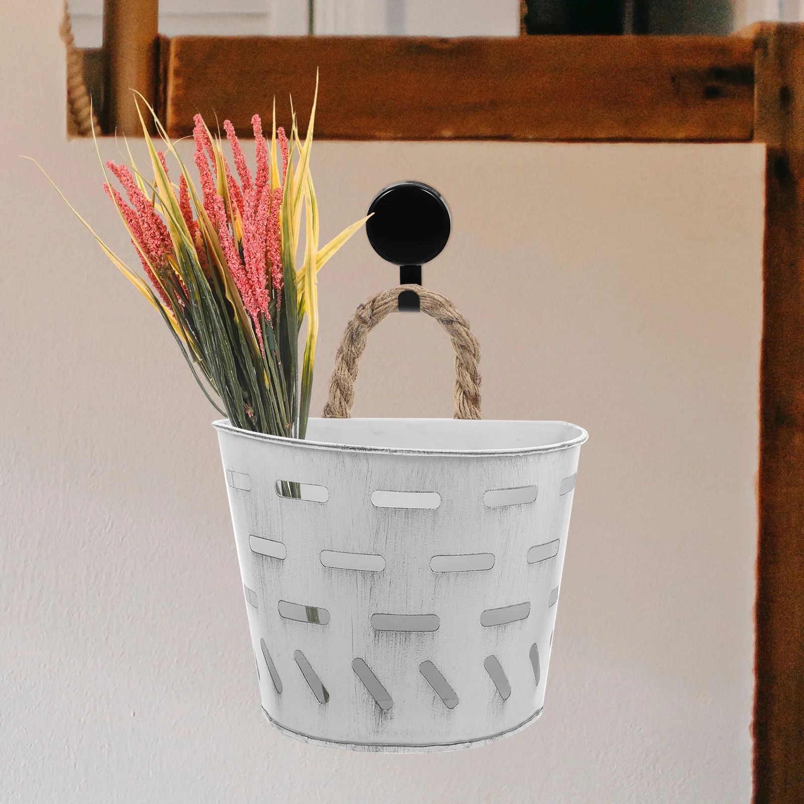 

Farmhouse Decoration Hanging Baskets Artificial Flowers Fake Wall-mounted Basin Potted