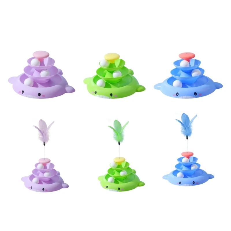 

Cat Toy Roller 3 Level Tower Interactive Ball Toy for Indoor Cats with 3 Ball Fun Exerciser Top Teaser Available DropShip
