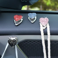 heart rhinestone inlaid car hooks hanging holder metal paste hook diamond bling bling crystal decor car interior accessories