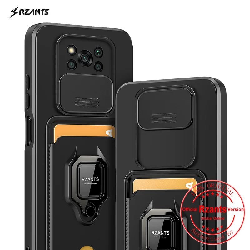 Модный чехол Rzants для Xiaomi Poco X3 NFC Pro [Bison] гладкий деловой с нажимным держателем карт