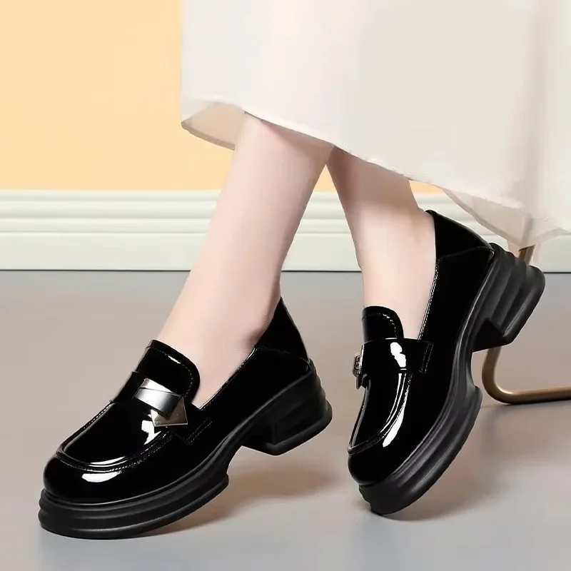 Неглубокие мягкие кожаные лоферы в британском стиле 5 см туфли-лодочки на