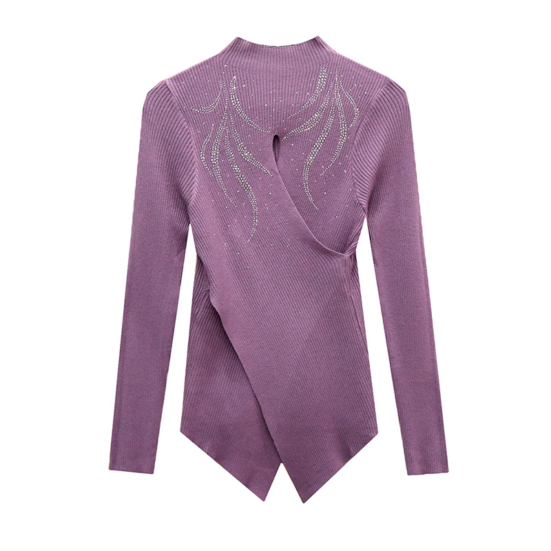 2024 новинка европейская одежда осень зима вязаный свитер сексуальный макет шеи