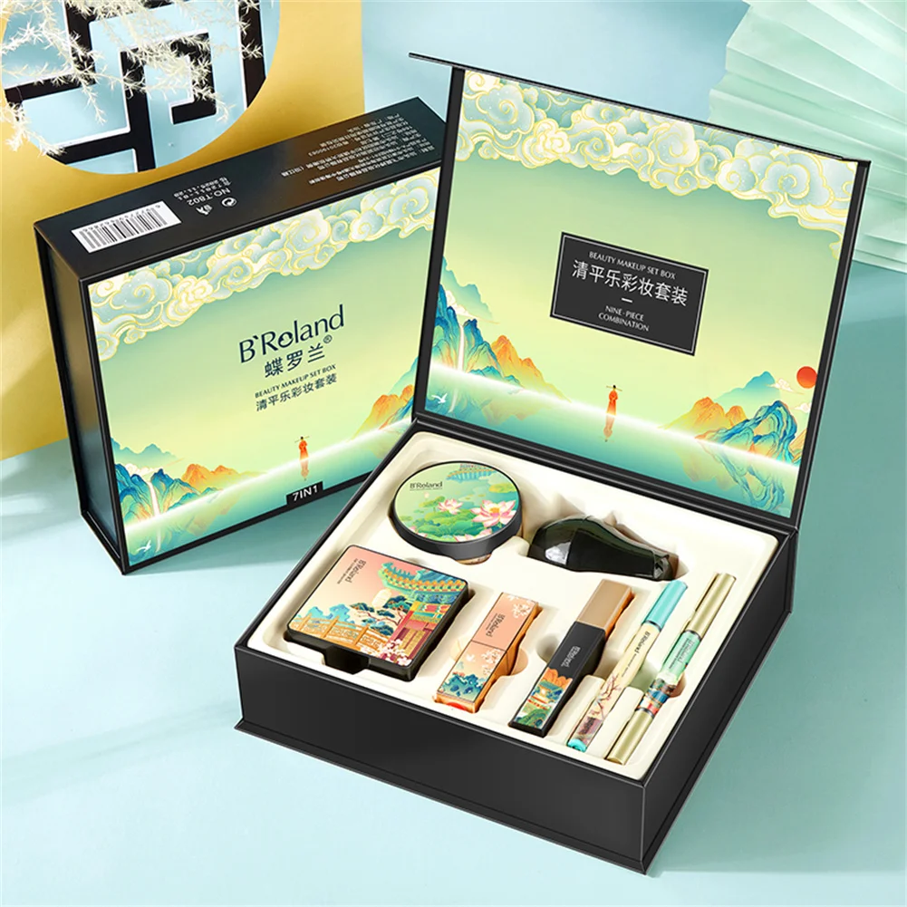 

7 шт. набор для макияжа Помада подводка для глаз Тушь для ресниц рассыпчатая пудра BB крем водостойкий увлажняющий набор для макияжа лица женская косметика